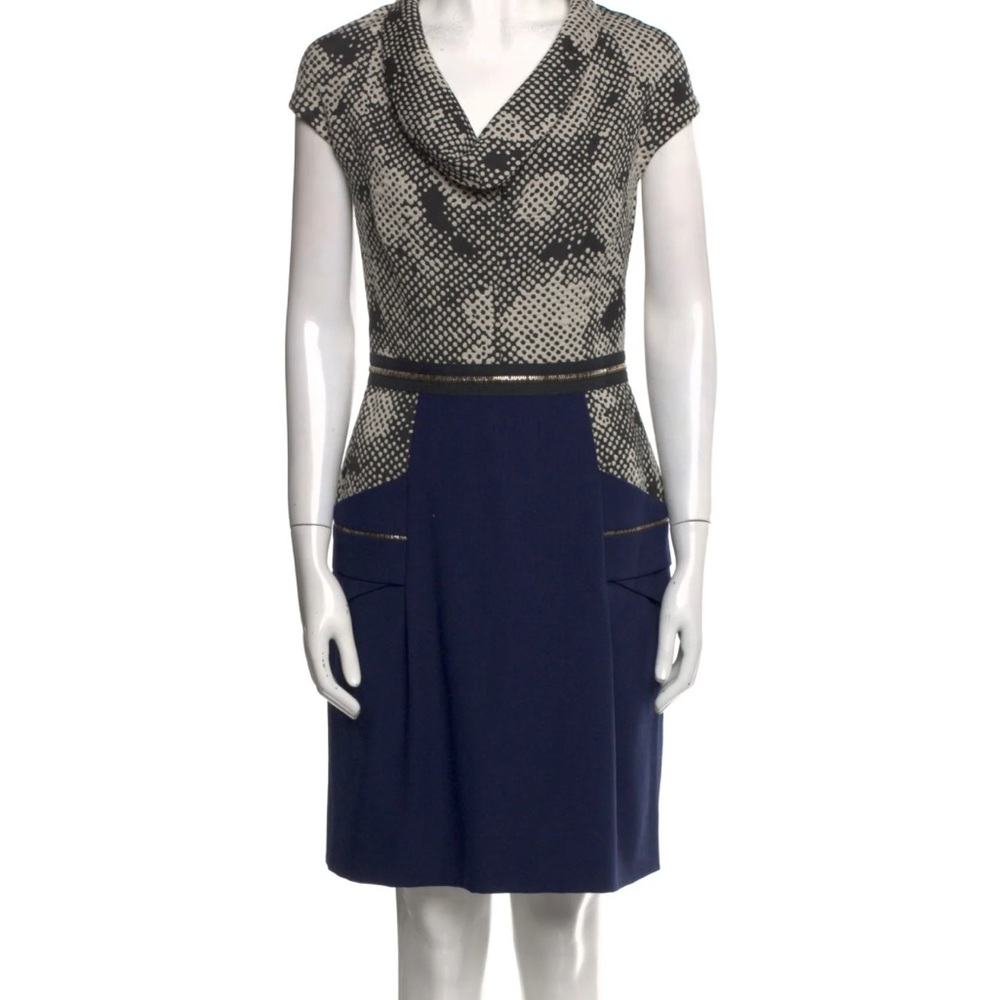 Lela Rose Wool Knee-length dress size 8 navy and black
